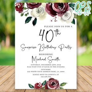 Editable Surprise 40th Women Birthday Invitation Instant Download