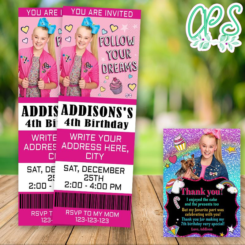 Editable Jojo Siwa Ticket Birthday Invitation Instant Download ...