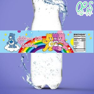 Care Bears Birthday Water Bottle Label Template to Print at Home Instant Download