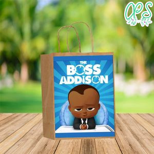 Custom Black Baby Boss Gift bag Label to print at home Instant Download
