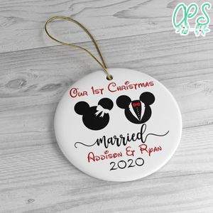 First Christmas Married Couple Disney Ornament