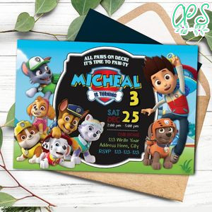 Editable Paw Patrol For Boy Invitations Instant Download
