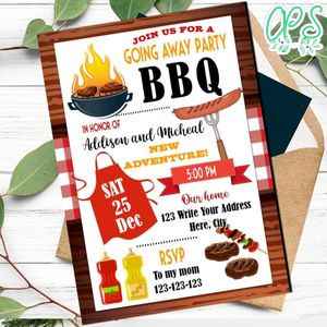 Going away bbq Invitation Template to Print at Home Instant Download