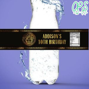 Versace Birthday Water Bottle Label Template to Print at Home Instant Download