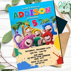 Oddbods Invitation Customizable Template Instant Download