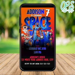 Mobile Space Jam 2 Electronic Invite Invitation Template Instant Download