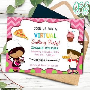 Virtual Cooking Party Invitation Template to Print at Home Instant Download