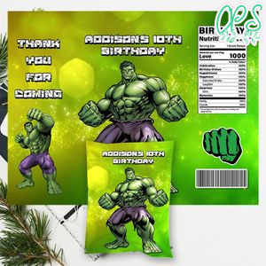 Hulk Birthday Chip Bag Digital File Printable Instant Download