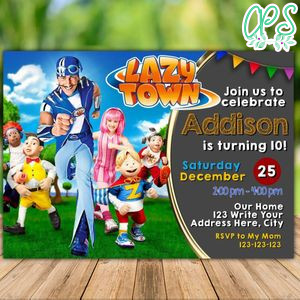 Printable Lazy Town Birthday Invitation Instant Download