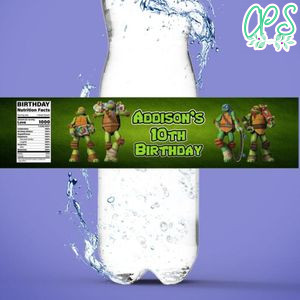Teenage Mutant Ninja Turtles Birthday Water Bottle Label Template to Print at Home Instant Download