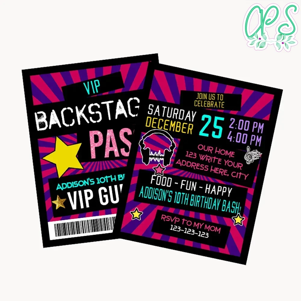 Backstage pass Customizable Template Instant Dow | CustomPartyShirts