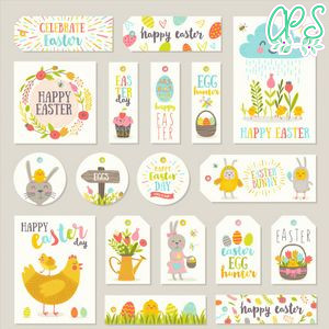 Happy Easter Day Gift Tag Label Digital File Printable Instant Download