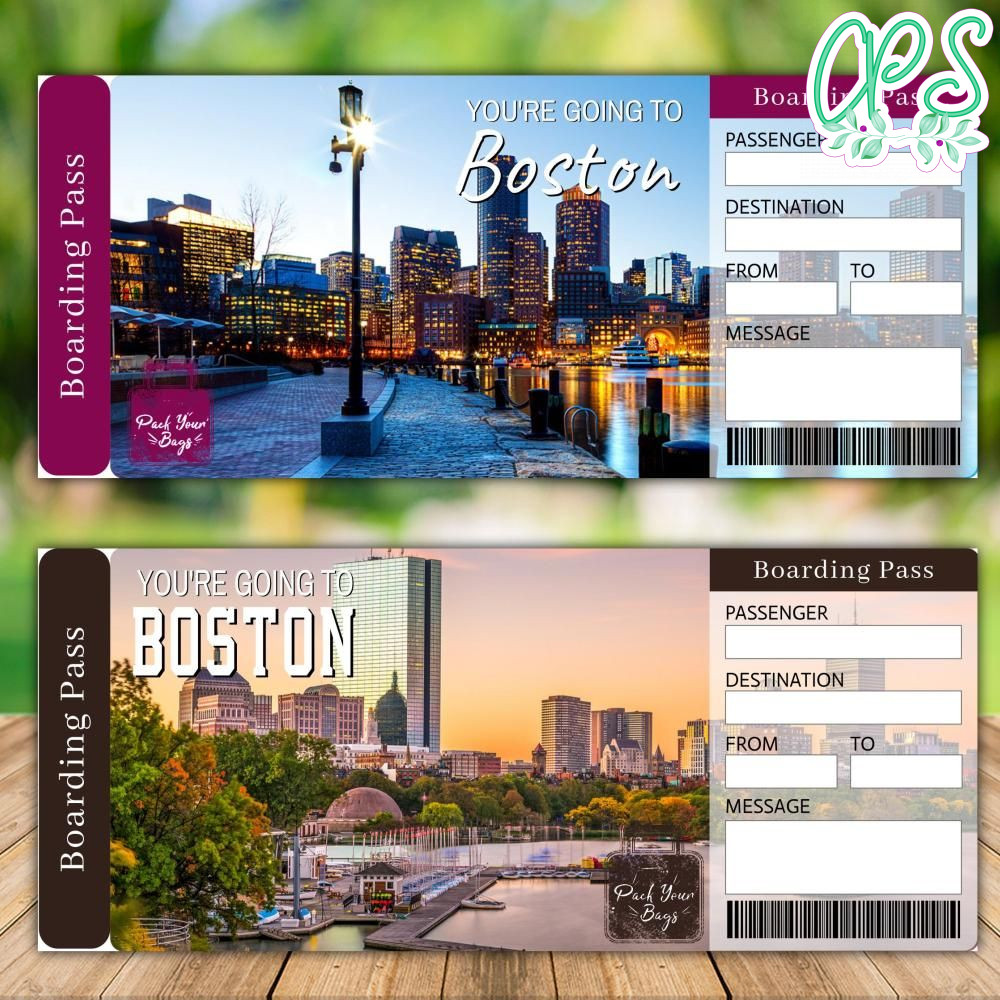 Editable BOSTON Surprise Gift Ticket Instant Download