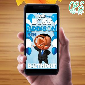 African American Baby Boss Video Invitation Digital Template Customizable Instant Download