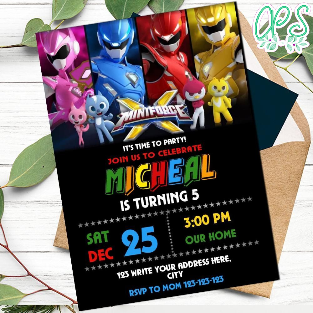 Miniforce Invitation Template Instant Download | CustomPartyShirts