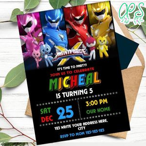 Miniforce Invitation Template to Print at Home Instant Download