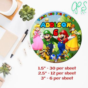 Customized Super Mario Printed Happy Birthday Sticker Sheets