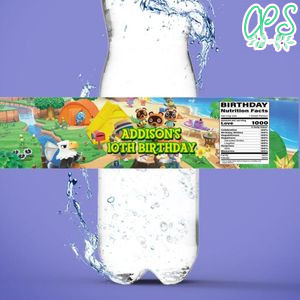 Animal Crossing Water Bottle Label Template to Print at Home Instant Download