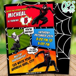 Editable ENTER THE SPIDER-VERSE! Spiderman Birthday Invitation Instant Download