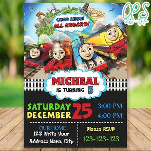 Editable Thomas Train Birthday Invitation Digital File