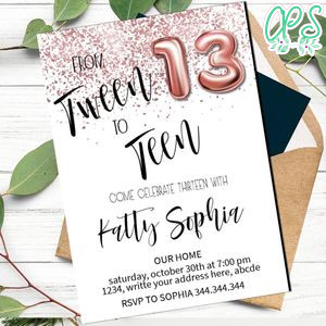 Tween to teen Birthday Invitation Template to Print at Home Instant Download