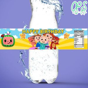 Cocomelon Birthday Water Bottle Label Template to Print at Home Instant Download