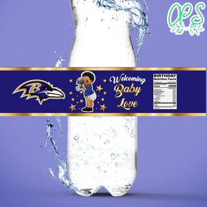 Baltimore Ravens baby Shower Water Bottle Label Template to Print at Home Instant Download