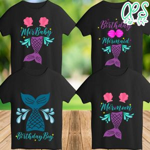Printable Mermaid Birthday Shirt For Family Templates Instant Download
