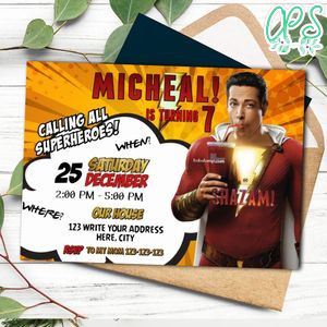 Editable SHAZAM Birthday Invitation Instant Download