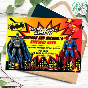 Superman and batman Invitation Customizable Template Instant Download