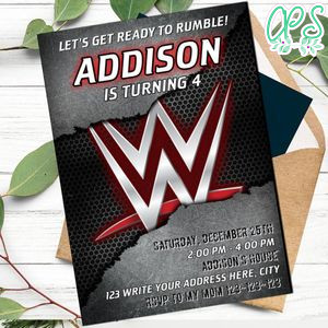WWE wrestling Invitation Customizable Template Instant Download