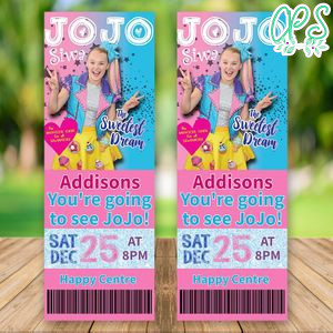 Editable JoJo Siwa TICKET INVITATION - JoJo Gifts and Free Thank You Tag Instant Download