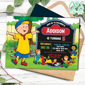 Caillou Invitation Template to Print at Home Instant Download