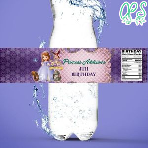 Princess Sofia The First Water Bottle Label Template to Print at Home Instant Download