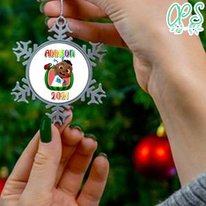 Black Cocomelon Pewter Snowflake Ornament Customizable Name Gift