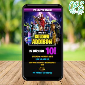 Mobile Gamer Marvel Birthday Text Invitation Instant Download