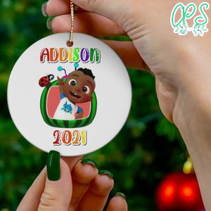 Black Cocomelon Christmas Ornament Customizable Name Gift