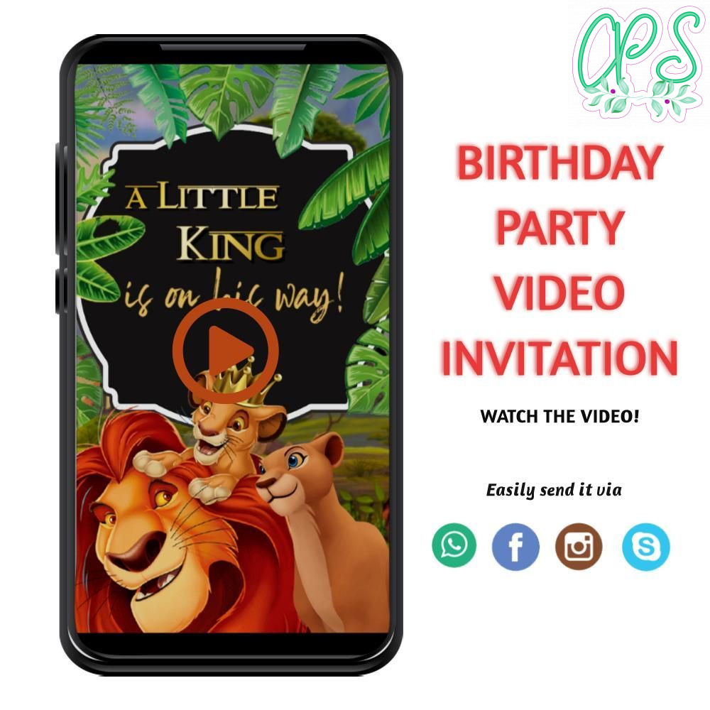 Lion King Baby Shower Mp4 Video Invitation Customizable DIY