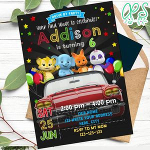Word Party Drive By Birthday Parade Invitation Printable Instant Download