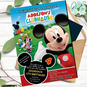 Mickey Mouse Clubhouse Invitation Customizable Template Instant Download