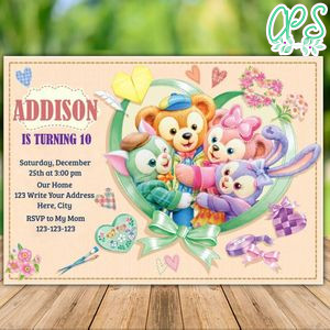 Printable Duffy and Friends Birthday Invitation Instant Download