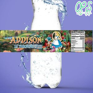 Alice in wonderland Water Bottle Label Template to Print at Home Instant Download