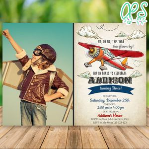 Editable Pilot Birthday Flyer With Photo Instant Download
