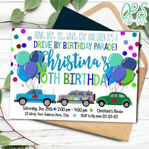 Printable Drive By Parade Birthday Invitation Instant Download