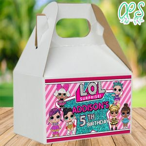 Lol Surprise Dolls Birthday Gable Boxes Label Template to Print at Home Instant Download