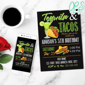 Tacos and tequila Invitation Customizable Template Instant Download