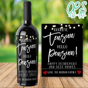 Happy Retirement Wine Bottle Label Printable Instant Download