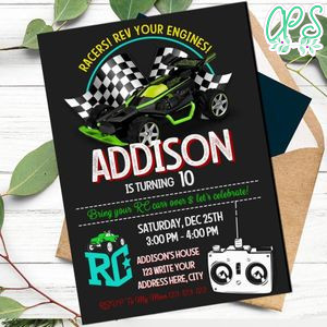 RC Remote Control Car Birthday Invitation Template to print at home Instant Download