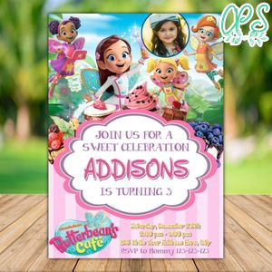 Editable Butterbean's Cafe Birthday Flyer With Photo Instant Download