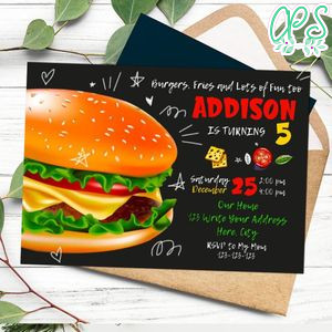 Burger Invitation Customizable Template Instant Download